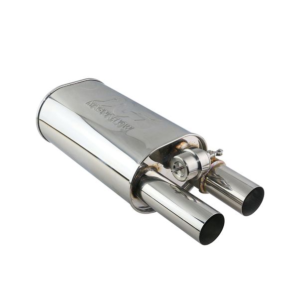 2.5''stainless steel exhaust muffler double outlet pipe dump valve cutout with electric remote control 
2.5''stainless steel exhaust muffler double outlet pipe dump valve cutout with electric remote control