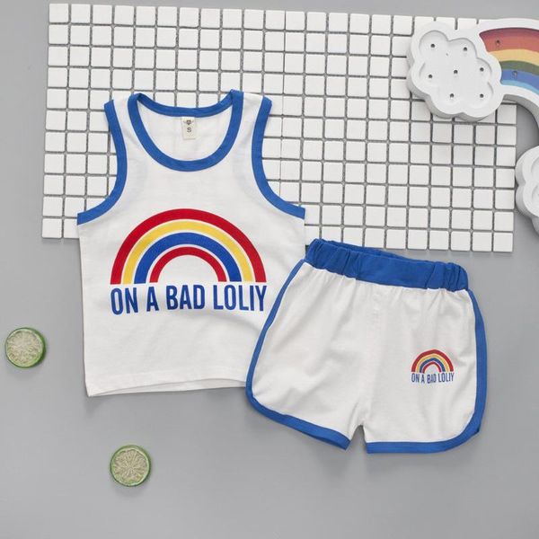 boy clothing summer kids cute letter rainbow vest tee + shorts outfits 2 pcs set costume children beach for boys niños ropa, White
boy clothing summer kids cute letter rainbow vest tee + shorts outfits 2 pcs set costume children beach for boys niños ropa, White