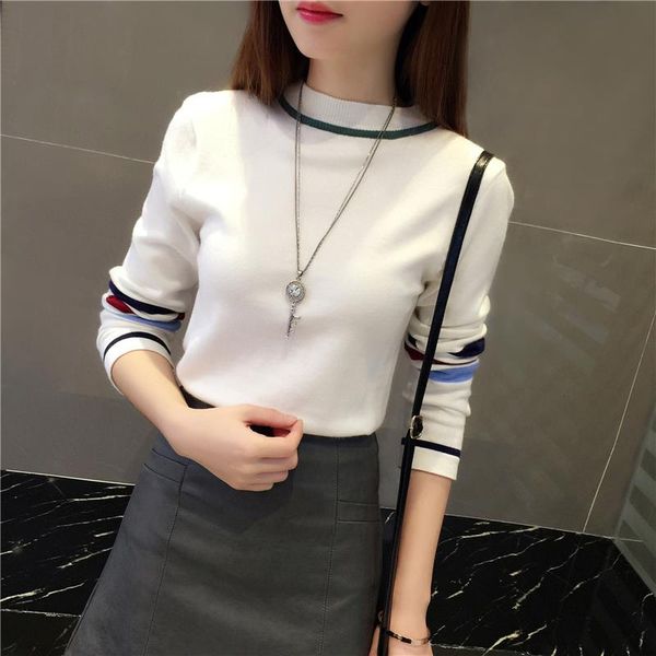 striped knitted sweater women loose simple hedging long-sleeved turtleneck bottoming sweaters 2020 autumn winter korean version, White;black
striped knitted sweater women loose simple hedging long-sleeved turtleneck bottoming sweaters 2020 autumn winter korean version, White;black