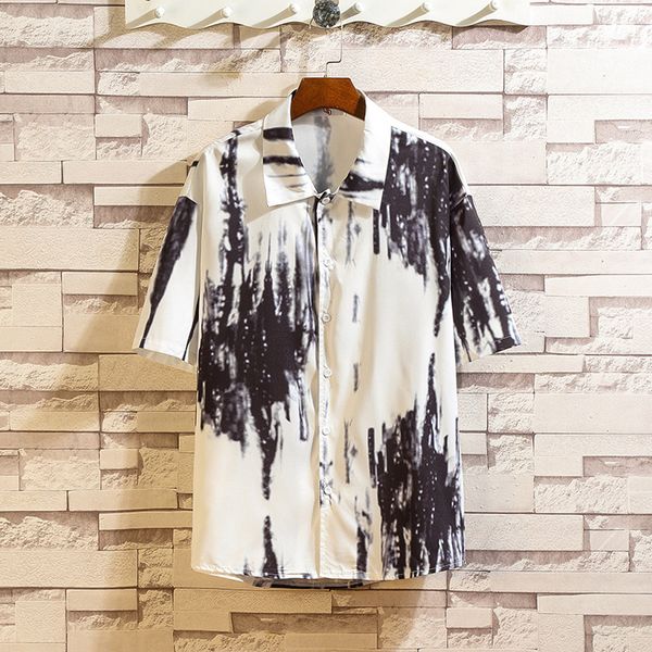 vogue men shirt tide summer new casual fashion streetwear printing loose short sleeve lapel male shirts, White;black
vogue men shirt tide summer new casual fashion streetwear printing loose short sleeve lapel male shirts, White;black