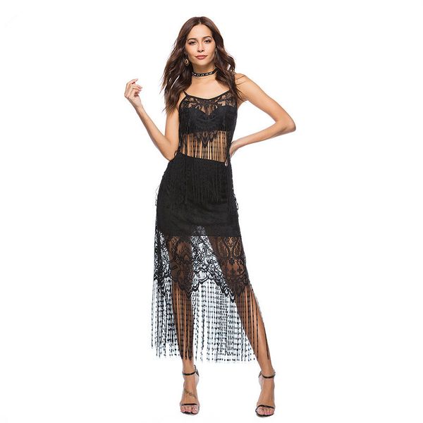 2019 fast-selling summer beach bohemia new lace tassels party dress women's wear solid lace hollow out women's sets, White
2019 fast-selling summer beach bohemia new lace tassels party dress women's wear solid lace hollow out women's sets, White