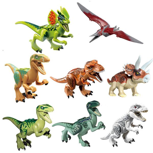 

mini figures jurassic park dinosaur blocks 8pcs a lot velociraptor tyrannosaurus rex building blocks sets kids toys bricks gift