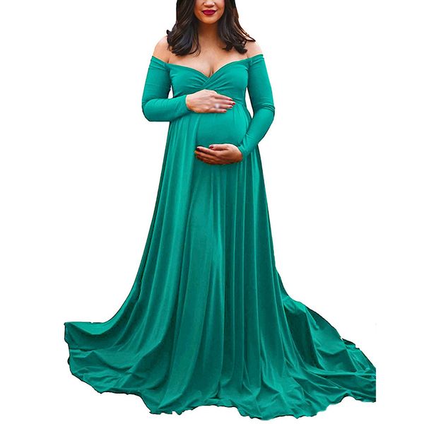 2019 pregnant women cotton blends off-shoulder v-neck pgraphy floor-length dress, Black;gray
2019 pregnant women cotton blends off-shoulder v-neck pgraphy floor-length dress, Black;gray
