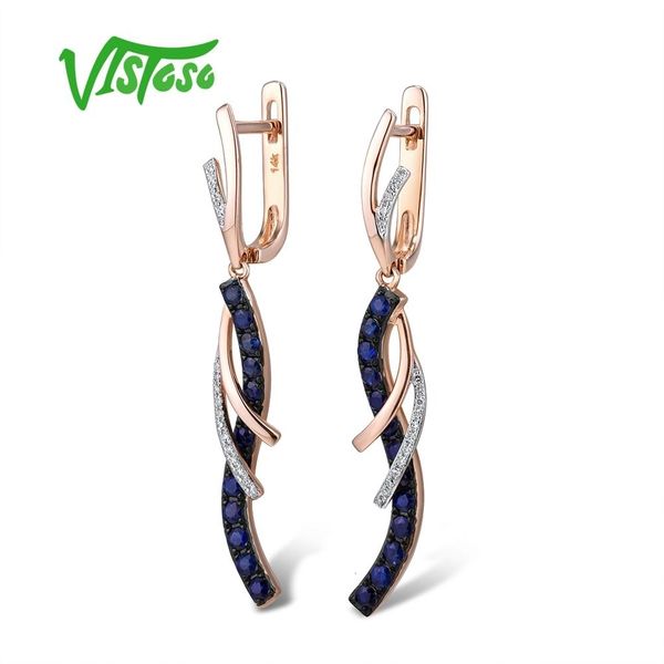 vistoso gold earrings for women authentic 14k 585 rose gold sparkling diamond shiny blue sapphire dangling earrings fine jewelry cj191203, Golden
vistoso gold earrings for women authentic 14k 585 rose gold sparkling diamond shiny blue sapphire dangling earrings fine jewelry cj191203, Golden