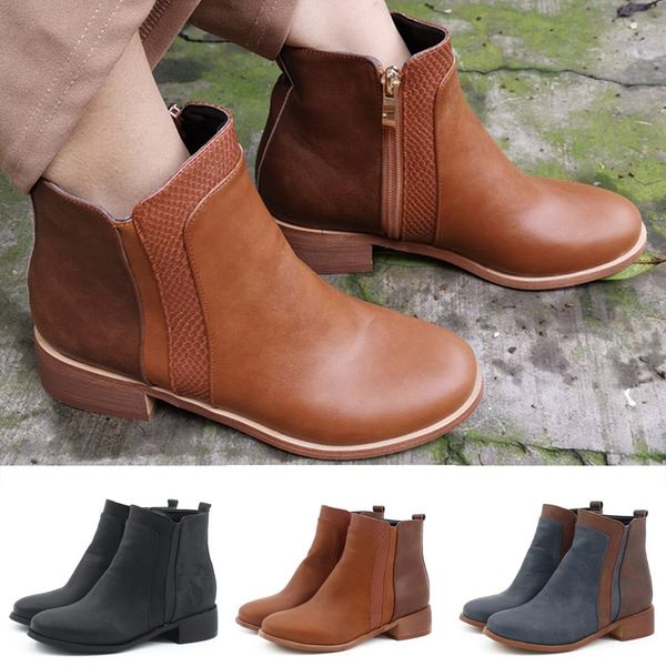 fashion women brown leather winter boots square puppy heels zipper mixed color short boot round toe shoes woman patchwork boots, Black
fashion women brown leather winter boots square puppy heels zipper mixed color short boot round toe shoes woman patchwork boots, Black