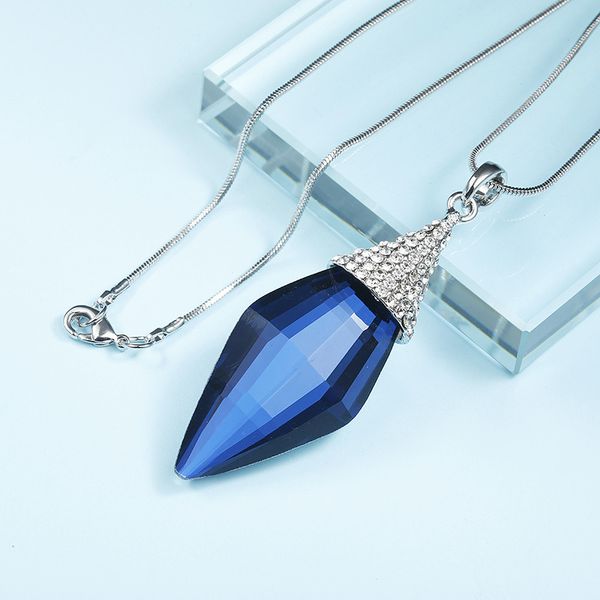 sweater chain light grey blue lozenge glass necklace women shopping party jewelry dress anniversary accessories, Silver
sweater chain light grey blue lozenge glass necklace women shopping party jewelry dress anniversary accessories, Silver