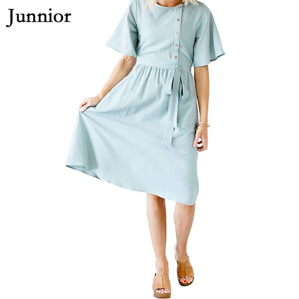 casual women midi dress elegant a-line short sleeve solid round neck button knee-length robe dreeses for ladies vestidos, Black;gray
casual women midi dress elegant a-line short sleeve solid round neck button knee-length robe dreeses for ladies vestidos, Black;gray