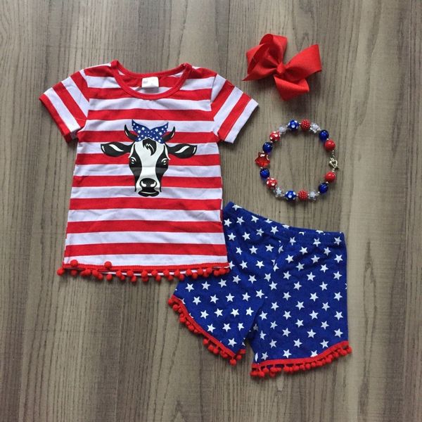 july 4th baby girls children clothes striped cow stars polka dot shorts pom-pom outfits cotton ruffle boutique match accessries, White
july 4th baby girls children clothes striped cow stars polka dot shorts pom-pom outfits cotton ruffle boutique match accessries, White