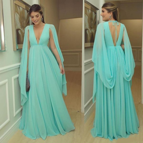 2020 deep v neck chiffon capped sleeves evening dresses backless a line long ruched chiffon prom gowns formal bride dress, Black;red
2020 deep v neck chiffon capped sleeves evening dresses backless a line long ruched chiffon prom gowns formal bride dress, Black;red