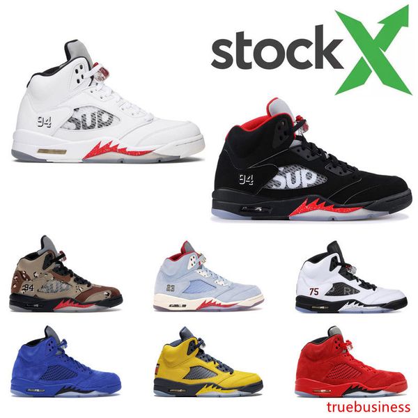 stock x 2020 men basketball shoes 5s black white ice blue red suede fresh prince michigan fire red sports sneaker size 7-13 
stock x 2020 men basketball shoes 5s black white ice blue red suede fresh prince michigan fire red sports sneaker size 7-13