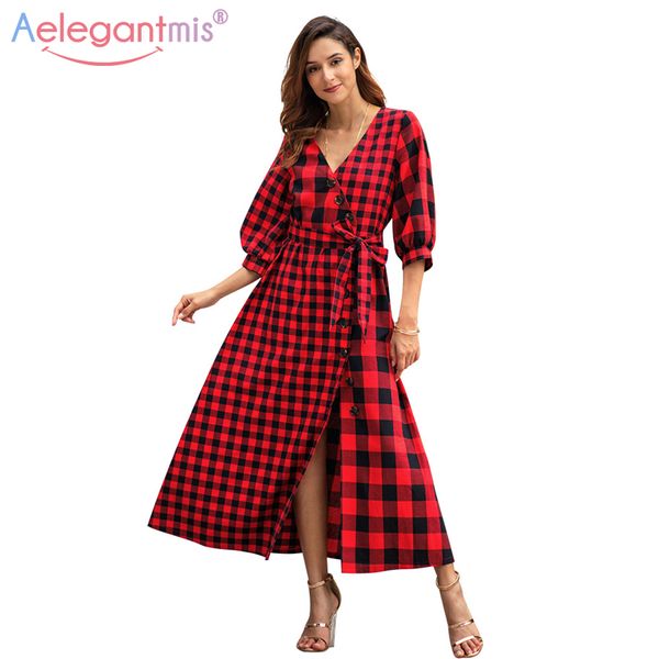 aelegantmis vintage plaid long dress women v neck slit spring dress with belt high waist slim ladies casual a-line dresses, Black;gray
aelegantmis vintage plaid long dress women v neck slit spring dress with belt high waist slim ladies casual a-line dresses, Black;gray