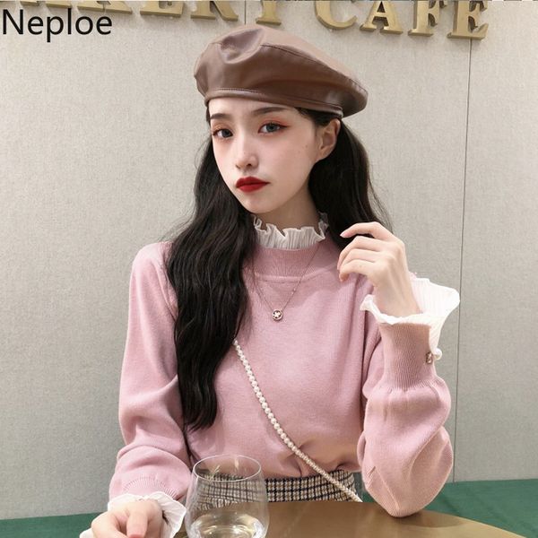 neploe design woolden ear half high neck bottom sweater lace patchwork long sleeve pull femme autumn winter outwear pink 48100, White;black
neploe design woolden ear half high neck bottom sweater lace patchwork long sleeve pull femme autumn winter outwear pink 48100, White;black