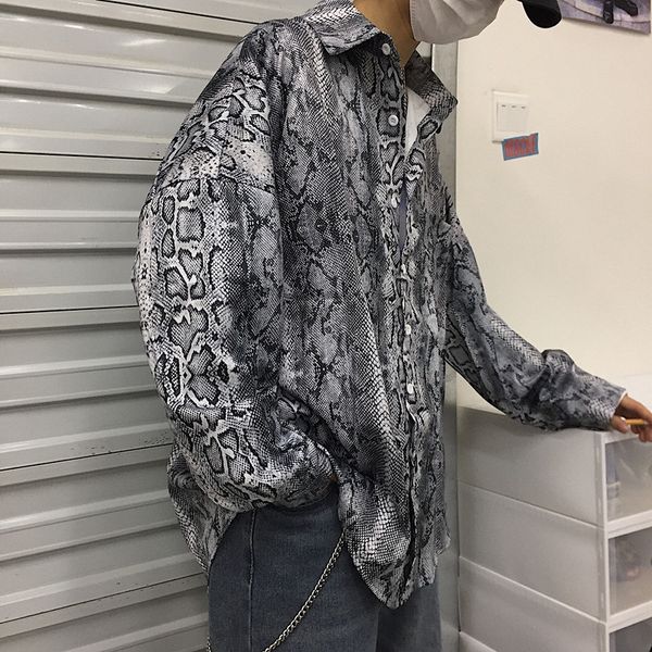men vintage streetwear blouse hip hop harajuku punk gothic snakeskin print shirt men blouse korean camo rap blusas, White;black
men vintage streetwear blouse hip hop harajuku punk gothic snakeskin print shirt men blouse korean camo rap blusas, White;black