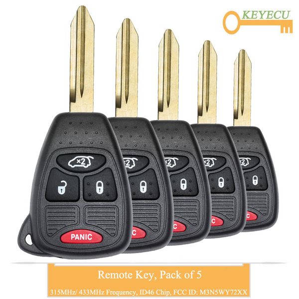keyecu 5pcs remote control car key for liberty, for pacifica 2004- 2008, fob 4 button - 315mhz 433mhz - m3n5wy72xx
keyecu 5pcs remote control car key for liberty, for pacifica 2004- 2008, fob 4 button - 315mhz 433mhz - m3n5wy72xx
