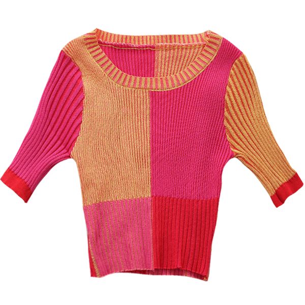 pullover slim short-sleeved t-shirt female spring and summer new korean women's strips hit color top, White
pullover slim short-sleeved t-shirt female spring and summer new korean women's strips hit color top, White