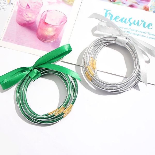 3umeter 5-piece flash bangle jelly women bowknot set bracelet 9 colors plastic plus gold lightweight bracelet, Black
3umeter 5-piece flash bangle jelly women bowknot set bracelet 9 colors plastic plus gold lightweight bracelet, Black