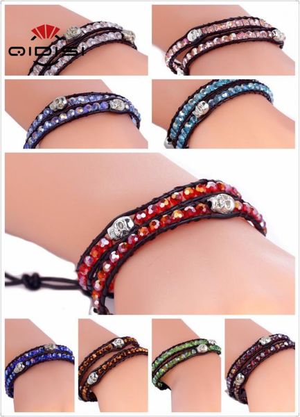leather weaving crystal +skulls bracelet bangle, wrapped in 2 circles bracelet bangle 2 wrap leather bracelet, cuff adjustable, Golden;silver
leather weaving crystal +skulls bracelet bangle, wrapped in 2 circles bracelet bangle 2 wrap leather bracelet, cuff adjustable, Golden;silver