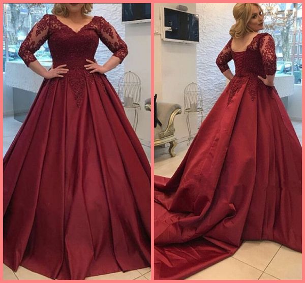 new arrival muslim three quarter sleeve burgundy lace prom dresses appliques beading saudi arabic satin prom gowns formal party prom gowns, Black
new arrival muslim three quarter sleeve burgundy lace prom dresses appliques beading saudi arabic satin prom gowns formal party prom gowns, Black