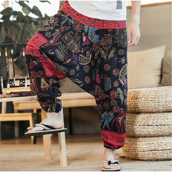 new cotton linen printing harem pants men chinese style casual loose hip hop sweatpants jogger pants mens streetwear trousers, Black
new cotton linen printing harem pants men chinese style casual loose hip hop sweatpants jogger pants mens streetwear trousers, Black