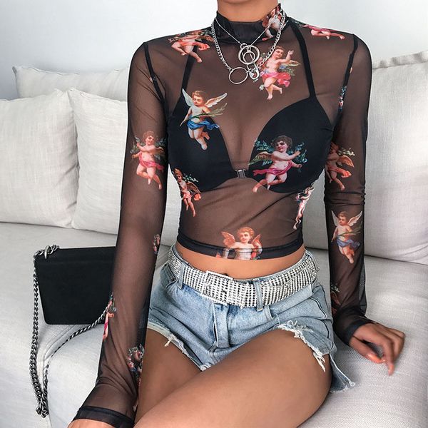 Sexy Women Transparent Mesh Floral Long Sleeve Tops Sheer Slim Ladies Turtleneck See Through T-Shirt
Sexy Women Transparent Mesh Floral Long Sleeve Tops Sheer Slim Ladies Turtleneck See Through T-Shirt