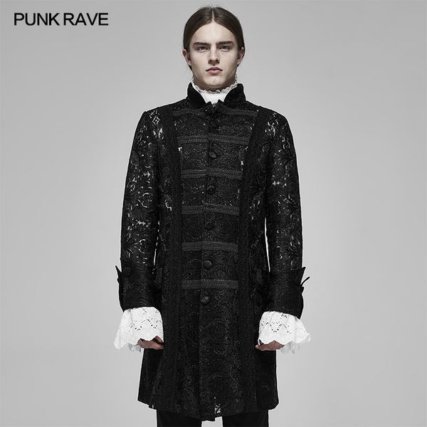 punk rave men's see-through jacquard long coat gothic retro lace mesh fabric stand collar party evening long jacket, Tan;black
punk rave men's see-through jacquard long coat gothic retro lace mesh fabric stand collar party evening long jacket, Tan;black