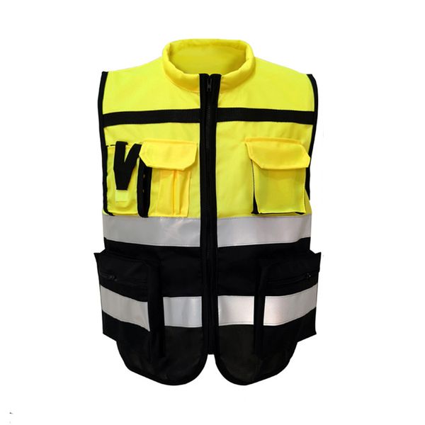 

reflective vests men high visibility safety printed pockets jacket night security waistcoat outdoor night riding workwear xxxl, Black;white