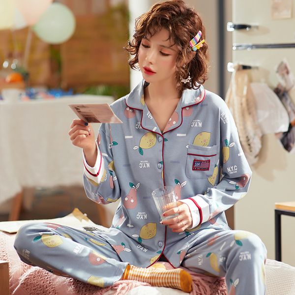 bzel long sleeve pajamas sets cotton sleepwear cartoon nightwear turn-down collar sleep lounge lingerie underwear pyjamas women, Blue;gray
bzel long sleeve pajamas sets cotton sleepwear cartoon nightwear turn-down collar sleep lounge lingerie underwear pyjamas women, Blue;gray