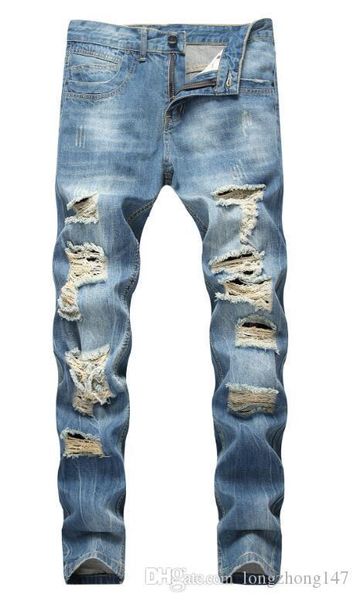 men biker jeans straight jeans high elasticity frazzle broken hole trousers new camo pants man's nostalgic pants slim skinny casual jea, Blue
men biker jeans straight jeans high elasticity frazzle broken hole trousers new camo pants man's nostalgic pants slim skinny casual jea, Blue