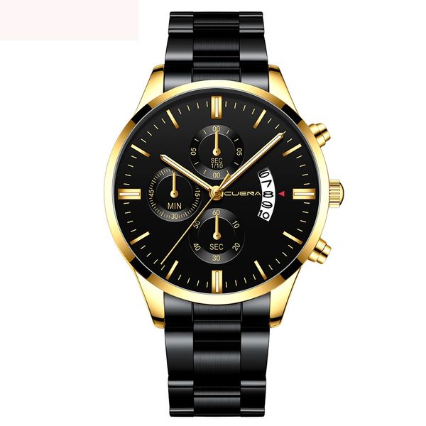 

cuena luxury watches men casual stainless steel band quartz analog date sport quartz wrist watch relogio masculino 2020 gift, Slivery;brown