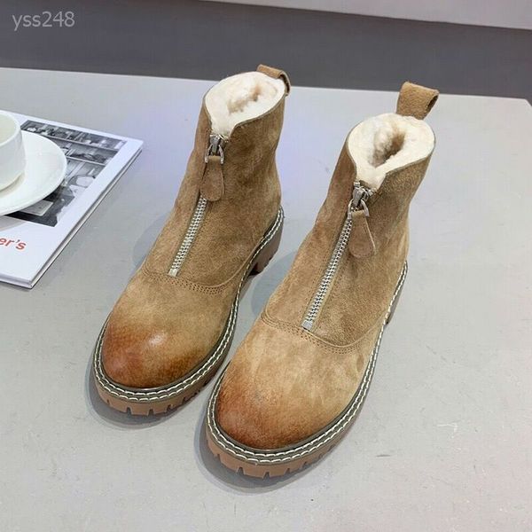 front zipper martin boots female british style 2019 autumn and winter retro korean students flat bottom wild thicken retro boots, Black 
front zipper martin boots female british style 2019 autumn and winter retro korean students flat bottom wild thicken retro boots, Black