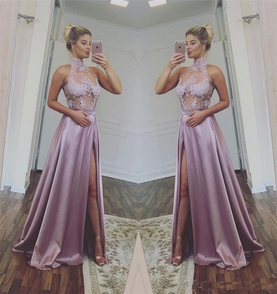 Light Pink A Line Long Prom Dresses 2018 New Sleeveless High Neck Split Side Floor Length Illusion Formal Evening Dress Long Party Gowns
Light Pink A Line Long Prom Dresses 2018 New Sleeveless High Neck Split Side Floor Length Illusion Formal Evening Dress Long Party Gowns