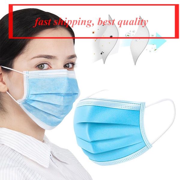 dhl 1000pcs mask factory одноразовые маски для лица рот толстые 3-слойные анти-pm2.5 дыхательные защитные маски для лица earloop маска нетка