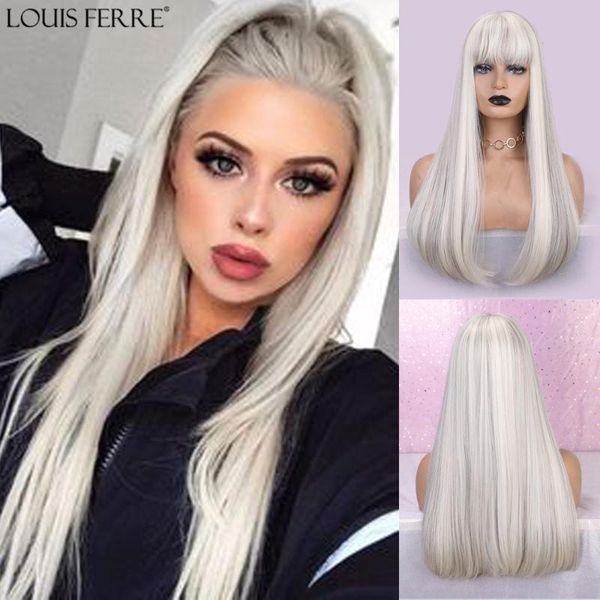 louis ferre long straight wigs with bangs white wig synthetic hair wigs for woman afro heat resistant fibre cosplay party, Black
louis ferre long straight wigs with bangs white wig synthetic hair wigs for woman afro heat resistant fibre cosplay party, Black
