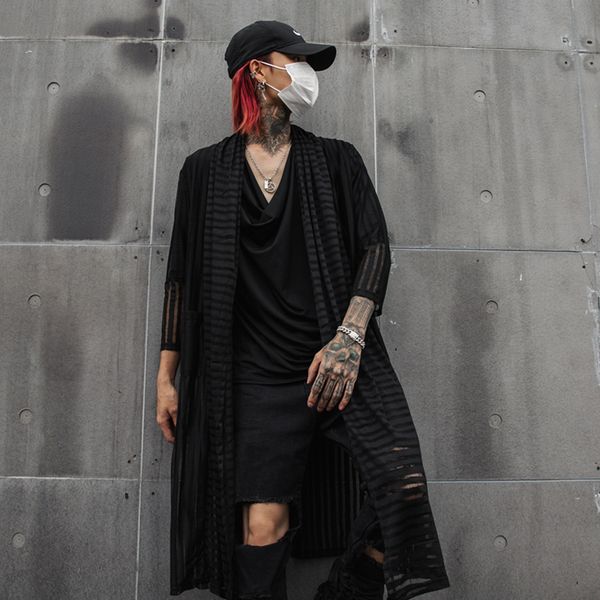 men streetwear punk gothic hip hop long shirt cardigan coat male striped casual shirt outerwear jacket, White;black
men streetwear punk gothic hip hop long shirt cardigan coat male striped casual shirt outerwear jacket, White;black