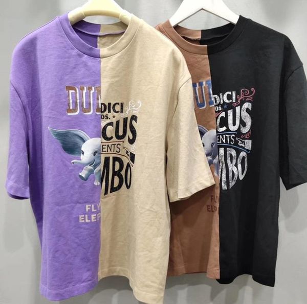 designer dumbo women tshirts summer flying elephant letters o-neck colors patchwork casual loose tees, White
designer dumbo women tshirts summer flying elephant letters o-neck colors patchwork casual loose tees, White