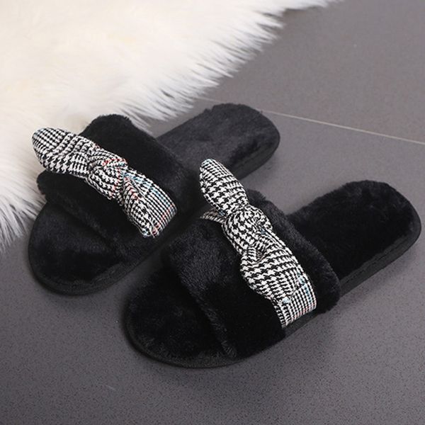 women slippers with fur warm plaid bow home slippers knot plush soft indoor warm women zapatos mujer 2019, Black
women slippers with fur warm plaid bow home slippers knot plush soft indoor warm women zapatos mujer 2019, Black