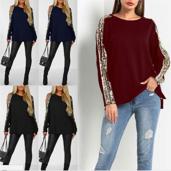2019 new style fashion women long sleeve loose blouse casual sequined spring patchwork chiffon, White
2019 new style fashion women long sleeve loose blouse casual sequined spring patchwork chiffon, White