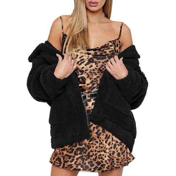 women faux fur jacket fluffy teddy bear fleece fake fur coat zip pocket long sleeve casual streetwear winter femme, Black
women faux fur jacket fluffy teddy bear fleece fake fur coat zip pocket long sleeve casual streetwear winter femme, Black