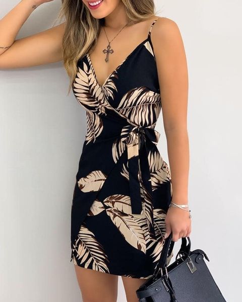 womens elegant dress v neck leaf printed mini summer dress women spaghetti strap casual holiday beach dress, Black;gray
womens elegant dress v neck leaf printed mini summer dress women spaghetti strap casual holiday beach dress, Black;gray