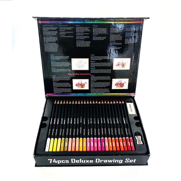 74 Colors Watercolor Pencils Drawing Pen Art Set Children Kids Painting Sketching Water Color Pencils Kit School Supplise Gift