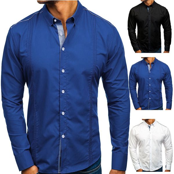 men's casual shirts hulooxuji business dress solid color splicing long sleeve slim fit male social wedding party, White;black
men's casual shirts hulooxuji business dress solid color splicing long sleeve slim fit male social wedding party, White;black