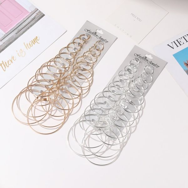 12 pairs/set hoop earrings set big circle earring fashion jewelry for women girls steampunk ear clip korean earrings 2020, Golden;silver
12 pairs/set hoop earrings set big circle earring fashion jewelry for women girls steampunk ear clip korean earrings 2020, Golden;silver