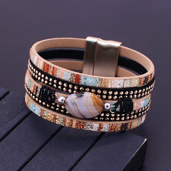 bracelet jewelry bohemian leather crystal magnet buckle women's bracelet fashion beaded charm leather gift, Black
bracelet jewelry bohemian leather crystal magnet buckle women's bracelet fashion beaded charm leather gift, Black