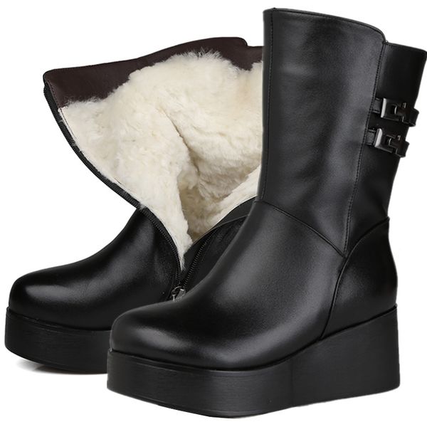 morazora 2020 new genuine leather boots women platform buckle wedges ankle boots nature sheep wool warm winter snow boots, Black
morazora 2020 new genuine leather boots women platform buckle wedges ankle boots nature sheep wool warm winter snow boots, Black