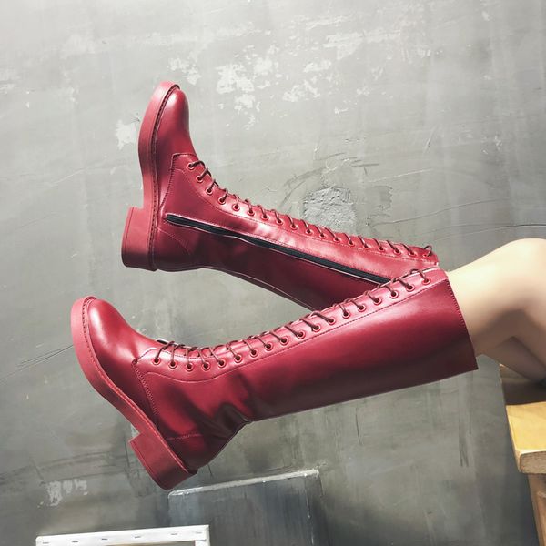white women knee high boots fashion lace up leather women red black martin boots soft women boots winter
white women knee high boots fashion lace up leather women red black martin boots soft women boots winter