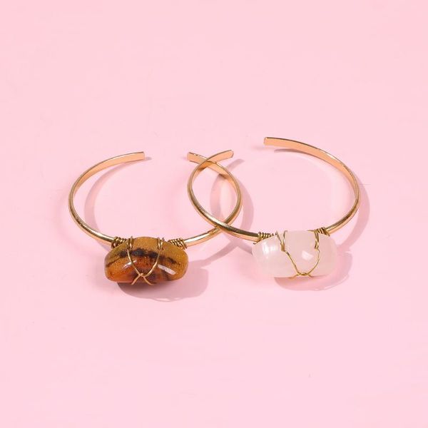 women bangles shell gold color handmade wire wrap irregular natural stone bracelet for girl femme jewelry gifts, Black
women bangles shell gold color handmade wire wrap irregular natural stone bracelet for girl femme jewelry gifts, Black