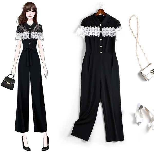women's jumpsuits & rompers 4xl 5xl 2021 summer women plus size jumpsuit lace patchwork turn down collar black bodysuit elegant jc86, Black;white
women's jumpsuits & rompers 4xl 5xl 2021 summer women plus size jumpsuit lace patchwork turn down collar black bodysuit elegant jc86, Black;white
