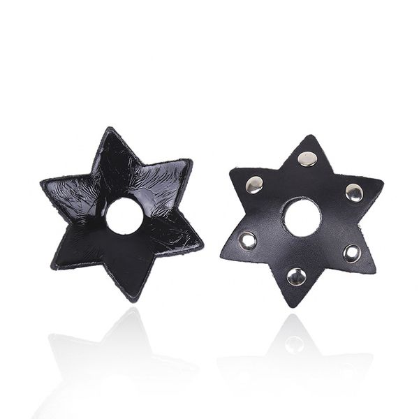 women nipple cover pu leather rivet silicone hexagram shape middle hollow out breast petals black cosplay nipple stickers, Black;white
women nipple cover pu leather rivet silicone hexagram shape middle hollow out breast petals black cosplay nipple stickers, Black;white