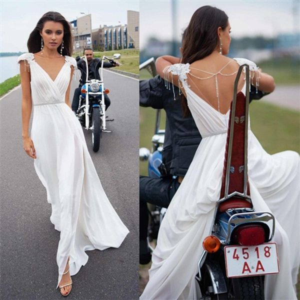 2020 a-line wedding dress backless applique beading sweep train bridal gown sleeveless v-neck ruffle wedding gowns custom made, White
2020 a-line wedding dress backless applique beading sweep train bridal gown sleeveless v-neck ruffle wedding gowns custom made, White