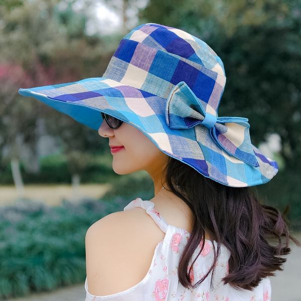 mingjiebihuo summer visor summer folding large cap travel sun hat double-sided bow sun protection cap, Blue;gray
mingjiebihuo summer visor summer folding large cap travel sun hat double-sided bow sun protection cap, Blue;gray